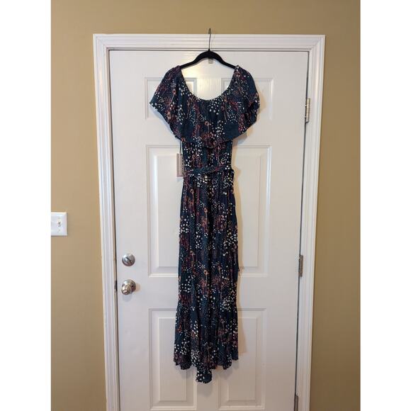 Margaux Riviera Navy & Multicolor Off The Shoulder Maxi Dress- Size 2X NWT - Picture 6 of 8